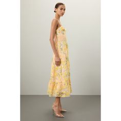 Yellow Floral (100% Polyester). Cocktail Dress. Sweetheart. Sleeveless. Back zipper closure. Shoulder to hemline length: 38". Imported. Tiered Ruffle Skirt, Dress The Population, Rent The Runway, Ruffle Skirt, Closet Designs, Yellow Floral, Event Rental, Sweetheart Neckline, Contemporary Style