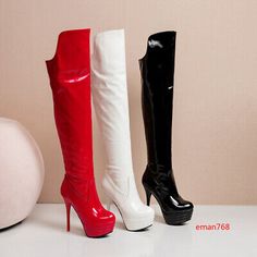 Premium Quality Fashion Womens Over Knee High Platform Boots Stilettos Heels Zip Round Toe Shoes, winter shoes Party Boots, Platform Knee High Boots, Knee High Platform Boots, Leather High Heel Boots, Club Office, High Heel Platform, Round Toe Shoes, Super High Heels, Leather High Heels