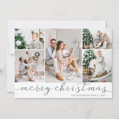 a christmas card with four photos and the words merry christmas