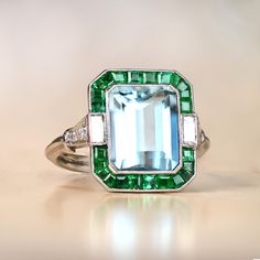 Sale 3.22ct Aquamarine and Diamond Ring With Halo Emerald Accent. Handcrafted Platinum Ring. - Etsy Diamond Ring With Halo, Ring With Halo, Ring Halo, Aquamarine Ring, Aquamarine Rings, Platinum Ring, Natural Aquamarine, Green Emerald, Exquisite Jewelry