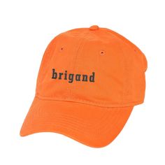 Let your friends know that you love robbing people in forests and mountains with our Brigand Dad Hat. Our Dad hats are 100% peach washed cotton, unstructured, have six-panels, a low-profile, pre-curved visor, sewn eyelets, and include a self-fabric tri-glide buckle closure for a perfect fit. Pre-washed Baseball Cap With Curved Brim, Orange Cotton Hats For Outdoor, Adjustable Orange Cotton Hat, Orange 5-panel Casual Hat, Casual Orange 5-panel Hat, Orange Cotton Hat With Curved Brim, Orange Cotton Baseball Cap, Black Thread, Gold Thread