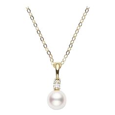 Mikimoto Akoya Cultured Pearl and Diamonds Pendent in 18k Yellow Gold. The chain of this necklace is 18-inches long, but it can also be worn at 16-inches Pearl Size 6-6.5mm Quality A+ Diamonds 0.03ct PPS602DK Diamond Pendent, The Chain, Pearl Size, Cultured Pearls, Jewelry Necklace Pendant, Jewelry Necklaces, Diamonds, Yellow Gold, Size 6