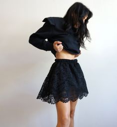 Transparent Skirt, Voluminous Skirt, Lace Mini Skirt With Pockets, Bell Shape Mini Lace Skirt, See Through Lace Skirt In Black Or White, Voluminous Mini Skirt, White Lace Skirt, Bell Skirt Mini Dress, Black Mini Lace Skirt With Pockets. OUTFIT : are 3 items : dress, separate lace skirt, short jacket... https://www.etsy.com/listing/1667391225/set-short-jacket-and-sleeveless-mini COLORS Always in black and white and different colors upon request. MATERIALS Lace, tulle under the skirt, elastic band. SIZE Pls let us know for a perfect fit on you or for the person you like to give it - your height - circumference waist - circumference hips -the total length you will like it from the waist to down the hem PRICE Enjoy the Coupon 30% off when you buy 3 items with the code: SPECIALDISCOUNT Or the d Short Lace Skirt, Black Full Mini Skirt With Relaxed Fit, Black Flared Mini Skirt With Relaxed Fit, Black Voluminous Mini Skirt For Spring, Voluminous Black Mini Skirt For Spring, Voluminous Lined Mini Skirt, Black Relaxed Full Mini Skirt, Elegant Lace Stretch Mini Skirt, Black Voluminous Skirt With Lining