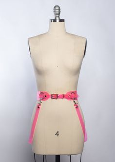 Apatico - Nina Belt - Suspender Harness Belt - Neon Pink - Blacklight Fashion Harness, Pink Pvc, Harness Belt, June Bug, Natural Curves, Wide Belt, Neon Orange, Amelie, Black Light