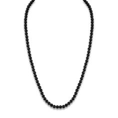 Mesmerizing natural black spinel gemstone beads animate the length of this refined men's necklace. Sterling silver Natural black spinel The 24-inch necklace secures in place with a fancy clasp The signature "E" is stamped on the clasp to identify each piece as part of the 1933 by Esquire men's collection. Classic Onyx Necklaces For Formal Occasions, Classic Onyx Necklace With Black Beads, Classic Onyx Beaded Necklace With Black Beads, Formal Black Necklace With Gemstone Beads, Classic Black Necklaces With 8mm Beads, Classic Onyx Single Strand Necklace, Classic Black Necklace With Black Beads, Classic Black Beaded Necklace With Polished Beads, Classic Single Strand Onyx Necklace