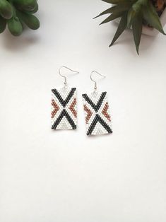 Miyuki Silver Beaded Earrings,rectangular Dangle Earrings,abstract Beaded Earrings,gift for Women - Etsy Elegant Handmade Beaded Rectangular Earrings, Bohemian Rectangular Beaded Earrings With Ear Wire, Handmade White Rectangular Beaded Earrings, Handmade Elegant Rectangular Beaded Earrings, Elegant Handmade Rectangular Beaded Earrings, Handmade White Beaded Rectangular Earrings, Woven Beaded Dangle Earrings For Gifts, Bohemian White Rectangular Earrings, Delica Dangle Earrings