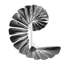 an abstract metal object is shown in the shape of a letter i, with multiple petals