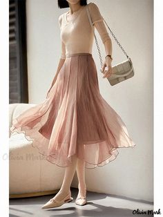 Olivia Mark - Exquisite Beauty Boutique: Romantic Asymmetrical Long Chiffon Skirt Long Chiffon Skirt, Beauty Boutique, Chiffon Skirt, Types Of Skirts, Olivia Mark, A Line Skirt, A Line Skirts, Cotton Linen, A Line