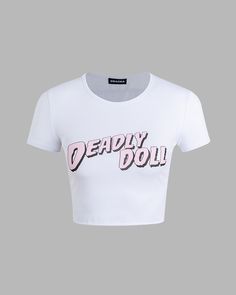 Details: Baby top with letter printLength: NormalSleeve Length: ShortMaterials: 95% Cotton + 5% Spandex Deadly Doll, Y2k Grunge Aesthetic, 90s Accessories, Vintage 90s Style, Clueless Fashion, 90s Hip Hop Fashion, Style Crop Top, Goth Y2k, Baby Top