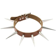 Big Metal Spike Stud Choker Collar PU Leather Gothic Hip-Hop Necklace-Necklaces-Innovato Design-Brown-Innovato Design Spiked Choker, Emo Accessories, Gothic Choker Necklace, Rock Style Clothing, Gothic Chokers, Metal Spikes, Punk Accessories, Goth Jewelry, Punk Rock Fashion