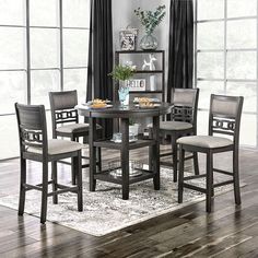 Milly Round Counter Height 5 PC Dining Set Storing Dishes, Pub Dining Set, Counter Height Dining Table Set, Counter Height Table Sets, Round Dining Set, Counter Height Dining Table, Round Table Top, Counter Height Table, 5 Piece Dining Set