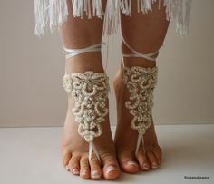 White Beaded Wedding Sandals, White Beaded Sandals For Wedding, Beaded Open Toe Sandals For Wedding, Adjustable Beaded Wedding Sandals, Adjustable Beaded Sandals For Wedding, White Toe Ring Barefoot Sandals For Wedding, White Toe Ring Barefoot Sandals For Beach Wedding, White Open Toe Barefoot Sandals For Destination Wedding, White Barefoot Sandals For Beach Wedding