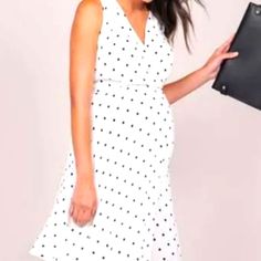 Spring Is Around The Corner! Brand New Polka Dot Gorgeous Maternity Cocktail Dress Us Size 10. Really Well Made-- Characteristic Of The Seraphine Luxe Line And Drapes Beautifully Over Your Bump. Great For Warm Weather Formal And Semi-Formal Gatherings. I Never Got A Chance To Wear It. #Summerwedding #Photoshoot #Babyshower Elegant Sleeveless Bump Friendly Maternity Dress, Elegant Sleeveless Bump-friendly Maternity Dress, Chic Knee-length Summer Maternity Dress, Chic Knee-length Maternity Dress For Summer, Elegant Sleeveless Bump Friendly Dresses, Elegant Sleeveless Bump-friendly Dresses, Chic Sleeveless Maternity Dress, Elegant Bump-friendly Maternity Dress, White Bump Friendly Maternity Dress