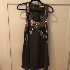 Rebecca Taylor Sequin Cocktail Dress - Size 2 - Excellent Condition Sleeveless Embellished Metallic Mini Dress, Embellished Sleeveless Metallic Mini Dress, Metallic Embellished Sleeveless Mini Dress, Metallic Embellished Sleeveless Dress, Gray Embellished Sleeveless Dress, Silver Sleeveless Silk Dress, Silver Silk Sleeveless Dress, Embellished Silver Silk Dress, Silver Embellished Silk Dress