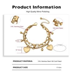 This exquisite 1998 Gold Bracelet is crafted with a plating of 18K Gold and a Figaro Chain design. Its adjustable length measures 18+4cm(8.66inches), and it is hypoallergenic. Buy with confidence, knowing you're receiving a fashion-forward design in high-quality Stainless steel 316L with exceptional customer service and the best price. Sterling Silver Heart Bracelet, Snowflake Bracelet, Silver Cuff Bangle, Mens Chain Bracelet, Silver Heart Bracelet, 18k Gold Bracelet, Bow Bracelet, Figaro Chain, Unisex Bracelets