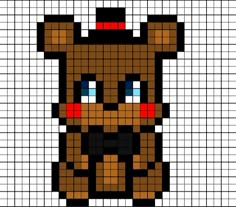 a pixellated image of a teddy bear wearing a hat