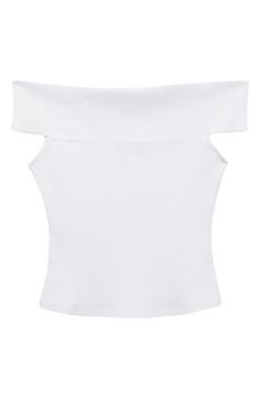 Slender ribbing articulates a stretch-kissed top that elegantly shows off your shoulders. Off-the-shoulder neck Short sleeves 95% cotton, 5% elastane Machine wash, line dry Imported Chic Summer Off-shoulder Top In Elastane, Chic Summer Off-shoulder Elastane Top, Chic Elastane Off-shoulder Top For Summer, Chic Off-shoulder Elastane Top For Summer, Fitted Off-shoulder Tank Top For Spring, White Stretch One Shoulder Casual Top, White Stretch Chic Off-shoulder Top, Solid Off-shoulder Elastane Top, Casual Summer Off-shoulder Top With Foldover