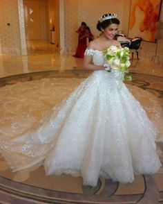 Gorgeous Off the Shoulder Puffy Princess Lace Wedding Dress - Wedding Dresses Lace Wedding Dress Princess, Lace Fitted Wedding Dress, Formal Dress White, Wedding Dress Princess, Lace Princess Wedding Dresses, Lace Bridal Dress, White Ball Gowns, White Bridal Dresses, Bridal Dresses Lace