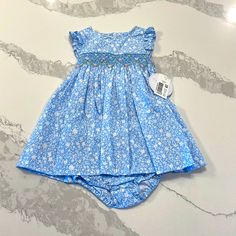 Nwt Edgehill Collection Dress And Bloomers. Perfect Condition And So Sweet! Blue Floral Print Playtime Dress, Blue Cotton Playwear Dress, Blue Cotton Dress For Playwear, Blue Spring Dresses For Playwear, Spring Blue Dresses For Playwear, Blue Dresses For Playwear In Spring, Blue Dresses For Spring Playwear, So Sweet, Baby Sets