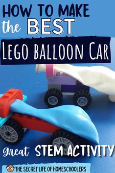 Looking for a fun activity to do with kids? Better yet, are you looking for a fun educational activity to do with kids? Check out this Lego Balloon Cars STEM activity. Kids will have so much fun working on engineering skills and testing out their cars like a scientist that they won't even know they are learning. Balloon Lego Car, Build A Car Stem Activity, Stem Car Activities, Balloon Powered Lego Car, Stem Balloon Car, Car Stem Activities, Lego Stem Activities Elementary, Super Hero Stem Activities For Kids, Lego Stem Challenges For Kids