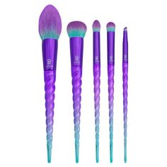 Moda Mythical 5pc Sky Traveler Makeup Brush Set This MODA Brush Mythical Sky Traveler 5pc Makeup Brush Set is what unicorn dreams are made of. These 5 unique professional quality brushes can complete endless looks. This Set Includes- Blush, Complexion, Domed Shadow, Crease, and Angle Eyeliner Brushes. Color: Blue. Dragon Makeup, Unicorn Makeup Brushes, Oval Makeup Brush, Crease Makeup, Face Brush Set, Unicorn Makeup, Makeup Brush Kit, Face Makeup Brush, Angled Brush