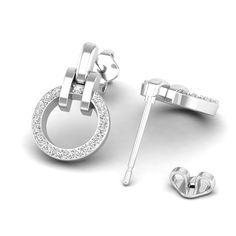 This Open Circle Diamond Stud Earrings combine the timeless elegance of diamonds with a modern, minimalist design. Perfect for any occasion, these earrings add a touch of sophistication and sophistication to any outfit. Crafted with high-quality materials, they are a luxurious addition to any jewelry collection. Metal: 14K Gold Setting Type: Prong Rhodium Finish: Yes, on White Gold Natural Diamond Details: Weight: 0.26 Quantity: 40 Average Cut: Very Good Average Color: G-H Average Clarity: SI1-S Minimalist White Gold Earrings For Evening, Minimalist Round Diamond Earrings For Formal Occasions, Modern Diamond White Earrings With Halo Design, Timeless Diamond Earrings With Pave Setting For Evening, Modern Round Cut Cubic Zirconia Earrings, Modern Cubic Zirconia Round Cut Earrings, Modern Diamond Earrings For Gifts, Modern Cubic Zirconia Earrings With Halo Design, Minimalist Brilliant Cut Earrings For Formal Occasions