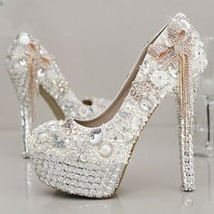 Category:Wedding Shoes; Upper Materials:PU; Lining Materials:Leatherette; Embellishment:Tassel,Pearl,Bowknot,Crystal,Rhinestone; Season:Fall,Spring; Heel Type:Platform; Actual Heel Height:5.51; Gender:Women's; Platform Height:1.38; Toe Shape:Round Toe; Type:Bridal Shoes,Wedding Heels; Style:Luxurious,Roman Shoes,Sweet,Vintage,Sexy; Heel Height(inch):>5; Outsole Materials:Rubber; Occasion:Party  Evening,Wedding; Closure Type:Loafer; Pattern:Color Block; Shipping Weight:1.0; Listing Date:01/15/202 Colorful Wedding Shoes, Wedding Shoes Pumps, Pearl Wedding Shoes, Wedding Shoes Platform, Wedding Pumps, Gold Theme, Wedding Shoes Heels, Bling Shoes, Crystal Shoes