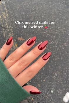 Christmas Nail Inspo #christmasnails [autumn nails, simple fall nails autumn, nails autumn 2024, fall season nails, cute nails for fall, burgundy nails, fall nails 2024, fall 2024 nails, fall nails ideas autumn, fall nails, christmas nails] *** Photos not mine, DM for credit! Chrome Red Nails, Red Chrome Nails, Chrome Red, Nagellack Trends, Colorful Nails, Red Nail, Cat Kuku, Xmas Nails