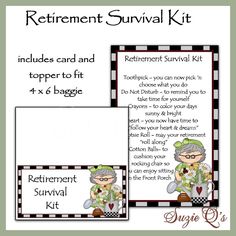 the retirement survival kit includes cards and instructions