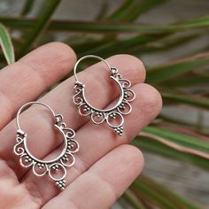 Bohemian Earrings Sterling Silver Hoops Hippie Earrings | Etsy Cheap Silver Bohemian Hoop Earrings, Bohemian Round Cartilage Earrings For Festivals, Bohemian Cartilage Earrings For Festivals, Bohemian Teardrop Oxidized Earrings, Bohemian Silver Teardrop Earrings, Handmade Ornate Hoop Earrings, Ornate Handmade Hoop Earrings, Bohemian Teardrop Sterling Silver Plug Earrings, Handmade Bohemian Sterling Silver Plug Earrings