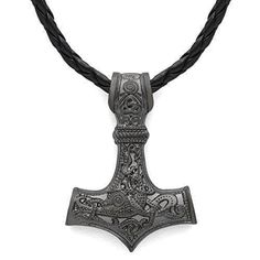 Pendants & Necklaces Synthetic Leather / Black Matt Vikings Mjolnir Stainless Steel Pendant Necklace Ancient Treasures Ancientreasures Viking Odin Thor Mjolnir Celtic Ancient Egypt Norse Norse Mythology Black Viking Engraved Jewelry, Odin And Thor, Viking Warriors, Mjolnir Pendant, Norse Myth, Thor's Hammer, Viking Necklace, Viking Warrior, Norse Mythology