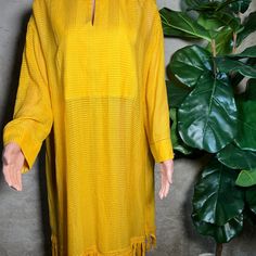 Tory Burch Yellow Kaftan Dress Sz.2 Size: 2 Condition: New Without Tags Measurements Underarm To Underarm:25” Underarm To Sleeve Bottom:14.5” Underarm To Dress Bottom:28” Length:44” Long Shift Midi Dress For The Beach, Long Sleeve Tassel Dress For Beach, Long Sleeve Vacation Dress With Fringe, Silk Long Sleeve Midi Dress For Beach, Long Sleeve Fringe Dress For Vacation, Yellow Long Sleeve Summer Kurta, Spring Tunic Dress With Fringe, Summer Long Sleeve Kaftan Dress, Long Sleeve Summer Kaftan Dress