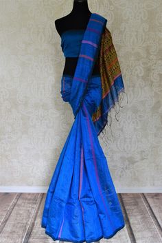 Shop beautiful blue matka silk saree online in USA with weave pallu. Look gorgeous on special occasions with exquisite Indian sarees, handwoven saris, Banarasi sarees, pure silk sarees from Pure Elegance Indian saree store in USA.-full view Matka Silk Saree, Fashion Journals, Indian Saree, Traditional Fabric, Saree Online, Silk Sarees Online, Banarasi Sarees, Pure Silk Sarees, Indian Sarees