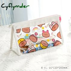 Cyflymder Cute Bear Animal Transparent Pencil Case For Office Large Capacity Bag Material Escolar Cute White Pencil Case For Students, Cute Pencil Case For Back To School Organization, Kawaii Pen Holders For Back To School, Kawaii Stationery With Pen Holders For Study, White Kawaii Stationery For Back To School, Kawaii White Stationery For Everyday Use, Kawaii White Stationery For Back To School, Cute Pen Holders Craft Supplies For Back To School, Cute Back To School Pen Holders Craft Supplies