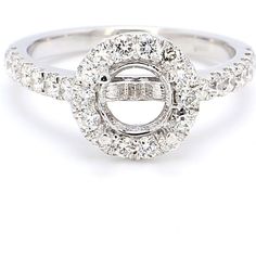 Ninacci 14K White Gold Halo Semi-Mount Ring with U-Prong Set Round Diamonds - 0.83 Carat Total Diamond Weight - Size 6.25 Bohemian Outdoor, Semi Mount Ring, Diamond Birthstone, Luxury Rings, Gold Halo, The Grace, Engagement Jewelry, Eternity Bands, Estate Jewelry