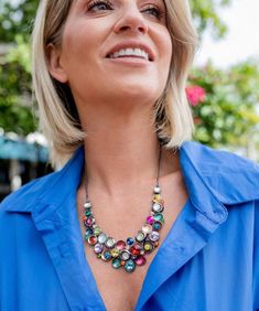 Colorful Statement Necklace, Jewelry Chunky, Colorful Necklace, Necklace Colorful, Bib Necklaces, Gift For Woman, Colourful Necklace, Chunky Necklace, Bib Necklace