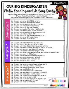 a printable worksheet with the words our big kindergarten math reading and