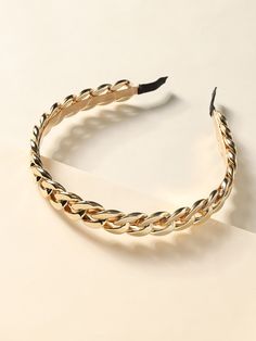 Gold Glamorous   Plastic Plain Wide Headband Embellished   Women Accessories Chain Headband, Headband Women, Chain Decor, Embellished Headbands, Headband Jewelry, Gold Headband, Wide Headband, Hair Hoops, Jewelry Design Necklace