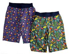 Our long shorts are a great length for active play and especially for traveling. These shorts are fun to wear – they are longer than most other shorts in the dresser drawer, and a good bridge between seasons. The long shorts have three pockets, elastic in the waist, and an optional drawstring. This pattern is inspired by the length of pants that are variously called clam diggers, pedal pushers, and toreadors, and belong in every child's wardrobe. Sporty Bottoms With Built-in Shorts For Playwear, Sporty Swim Trunks With Built-in Shorts For Play, Playful Shorts With Pockets, Playful Relaxed Fit Bottoms With Elastic Waistband, Stretch Pants With Elastic Waistband, Stretch Short Pants With Elastic Waistband, Playwear Bottoms With Elastic Waistband, Playful Athletic Shorts With Built-in Liner, Stretch Cotton Swim Trunks With Elastic Waistband