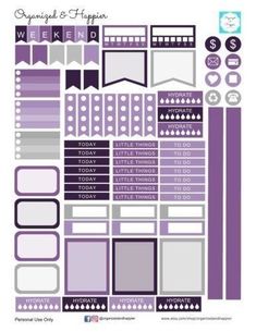 purple and gray planner stickers