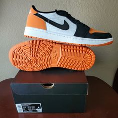 Jordan 1 Low Shattered Backboard Golf Men Size 11.5 Nike Deadstock Orange Low-top Custom Sneakers For Skateboarding, Sporty Custom Orange Sneakers For Skateboarding, Sporty Orange Custom Sneakers For Skateboarding, Orange Lace-up Custom Sneakers For Skateboarding, Orange Lace-up Sneakers For Skateboarding, Low-top Orange Basketball Shoes With Contrast Sole, Orange Low-top Sneakers With Perforated Toe Box, Orange Leather Skate Shoes With Branded Insole, Orange Leather Skate Shoes