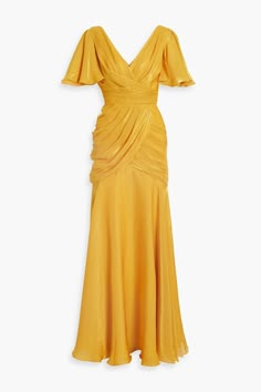 Hala Dress, Midi Dress Wedding Guest, Georgette Gown, Mother Of The Bride Dresses, Yellow Dress, Guest Dresses, Maxi Dresses, Classy Outfits, Pretty Dresses