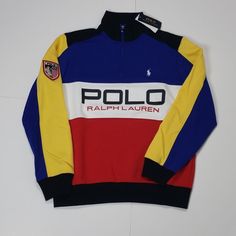 Men's Multi Colored Double Tech 1/2 Zip Sweatshirt With White Pony Blue,Black, Red, White And Yellow 58% Polyester 42% Cotton Price Is Firm Check Out My Closet For More Limited Edition Polo Bear, Polo Ralph Lauren, Michael Kors, Kate Spade & Aldo Multicolor Polo Collar Top With Graphic Print, Multicolor Graphic Print Polo Collar Top, Multicolor Long Sleeve Cotton Polo Shirt, Multicolor Graphic Print Top With Polo Collar, Black Color Block Polo Collar Top, Multicolor Color Block Tops For Streetwear, Yellow Sporty Cotton Polo Shirt, Yellow Cotton Sporty Polo Shirt, Multicolor Cotton Crew Neck Polo Shirt