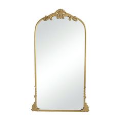 an ornate gold framed mirror on a white background