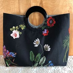 Black Top Handle Bag With Rolled Handles, Black Bags With Rolled Round Handles, Black Tote Bag With Rolled Handles, Black Bag With Detachable Round Handle, Black Bag With Round Handles, Black Shopping Bag With Round Handle, Black Bags With Round Handle For Shopping, White Poppies, Summer Tote Bag