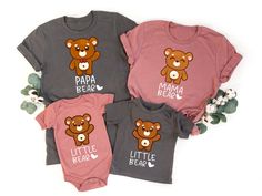 Matching Family Papa Mama Bear Shirt, Mother's Day Sweatshirt, Papa Bear Shirt, Birthday Shirts, Custom Birthday Gift, Gift for Mothers Day Hi There!  We use one of the best quality t-shirt brands out there! Bella Canvas, Gildan Soft Style, Super comfy, cozy and oh so soft! :  * All Solid Color T-SHIRTS are 100% Cotton.  * All Heather Color T-SHIRTS and All Sweatshirts are combined with cotton and poly mix which makes them extra soft and so comfortable!s are combined with cotton and poly mix whi Family Matching Tops With Funny Print For Gift, Fun Tops For Father's Day Gift, Family Matching Tops With Funny Print As Gift, Cute Cartoon Print T-shirt For Mother's Day, Red Tops As Father's Day Gift, Fun Cartoon Print Tops As Gift, Cute Crew Neck Shirt For Father's Day, Cute T-shirt For Father's Day Gift, Family Matching Long Sleeve Birthday T-shirt