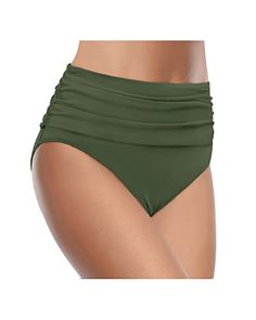 Elevate your swimwear collection with our High Waisted Bikini Bottom featuring tummy control and a flattering ruched design, perfect for mixing and matching with your favorite tops.Features: Swimwear Type: bikini bottom Style: chic, modest bathing suits Fabric: 82% nylon, 18% spandex Color: army green Decoration: ruched, tummy control Waist: high waist Bottom Style: full coverage Garment Care: hand wash Cheap Moisture-wicking Bottoms For Summer, Modest Bathing Suits, Modest Bathing Suit, Green Decoration, Green Decor, High Waist Bottoms, Suit Fabric, Swimwear Collection, Style Chic