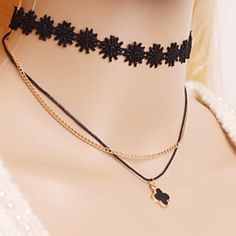 Black Pattern Choker And Gold Chains With Extender Closeure Elegant Black Choker With Adjustable Chain, Black Choker With Clavicle Chain, Black Choker With Adjustable Chain As Gift, Black Chain Choker As Gift, Adjustable Black Chain Choker, Gift Black Chain Choker, Chic Black Chain Necklace For Party, Elegant Black Clavicle Chain Choker, Chic Black Metal Choker