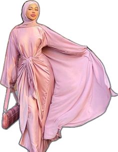 Chic Long Sleeve Fall Abaya, Solid Long Sleeve Maxi Dress For Eid, Eid Evening Solid Color Abaya, Solid Long Sleeve Dresses For Eid, Winter Maxi Length Abaya, Pink Floor-length Party Abaya, Modest Long Sleeve Pink Maxi Dress, Pink Long Sleeve Abaya For Eid, Modest Pink Abaya For Spring