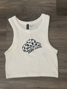 cute customizable to any school with design any color for tailgate wear!! super comfy & good quality Crew Neck Cotton Tank Top For College, White Ribbed Tops For Streetwear, Collegiate Cotton Tank Top For College, White College Style Tops With Team Name, White Fitted Tops For School Spirit, Trendy White Top For Game Day, Fitted White Top For Game Day, Game Day Cotton Tank Top With Graphic Print, Game Day Cotton Graphic Tank Top